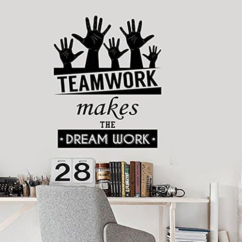 Teamwork Makes The Dream Work Vinyl Wall Decal Office School Classroom Inspirational Wall Art Cartoon Quote Wall Decor Stickers