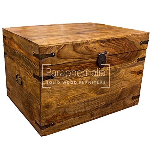 Paraphernalia Jali solid sheesham wood trunk box (storage chest) - 31cm wide x 25cm deep x 22cm high