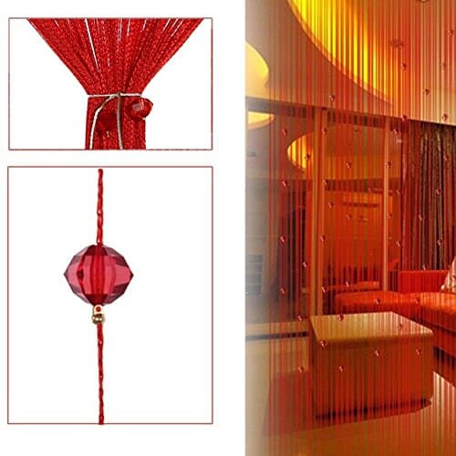 BKDZ Decorative Door String Curtain Beads Wall Panel Fringe Window Room Divider Blind for Wedding Coffee House Restaurant Parts Crystal Tassel Screen Home Decoration (Red)
