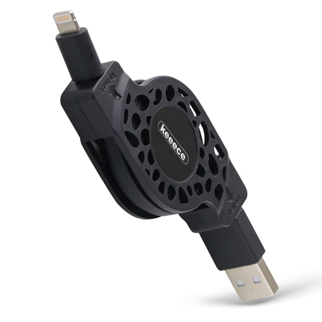 3R Retractable Lightning Cable 3Ft(1M) MFi Certified, Charging and Sync Works with iPhone iPad iPod - Black