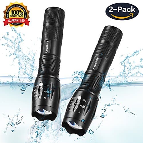 LED Flashlight High Lumens Small,Zoomable,Waterproof, Powerful Handheld Light Focusable 5 mode light （2 pack） Suitable for home and outdoor Urgent Uses (excluding batteries)