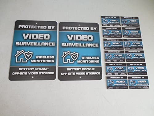 2 Video Surveillance Security System Yard Signs & 12 Window Stickers - Stock # 720