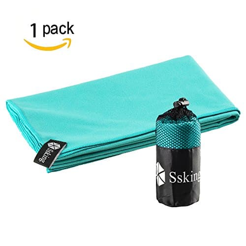 Quick Drying Microfiber Compact Sport Towel. 40"x20" For Exercise, Gym, Sport, Yoga, Travel, Camping, Hiking (2 packs) (Green)