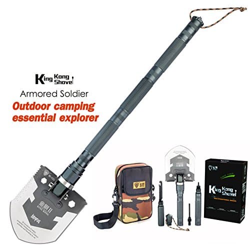 Outdoor Camping Multi-function Military Folding Shovel for Self Driving, Emergency, Survival, Self Defense, Hunting Multi-tools Gear - Fire Starter, Tactical Bag, Compass, Saws, Knife