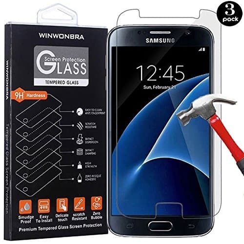 Galaxy S7 Screen Protector,[3 Pack] [Tempered Glass] WINWONBRA Samsung Galaxy S7 Glass Protector[Case Friendly] (Clear) (Clear)