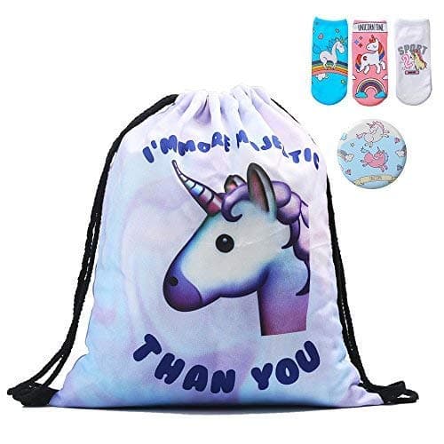 Farway Print Drawstring Backpack Portable Sackpack Drawstring Bag for Girls Travel Gym Bag