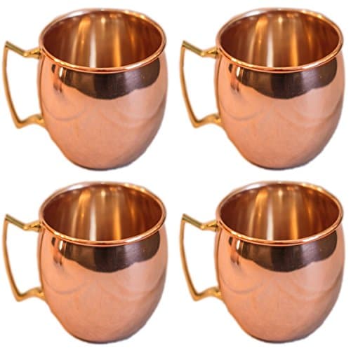 Moscow Mule 100 % Solid Pure Copper Mugs/Cups - Set of 4(16-ounce/Set of 4, Smooth) by galaxy hub