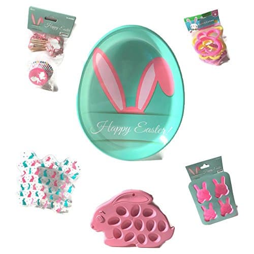 Easter Bakers Cookie Cutters, Bunny Cake Molds, Cupcake Kit, Bunny Stuffed Egg Servring Tray, Bunny Party Chip Bowl and Bunny Serving Tray- Great set for Bakers &amp; Parties!