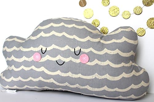 Cloud Throw Pillow, Cloud Cushion, Gray and White Geometric Print - Great for Kids Rooms
