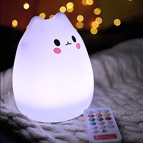 Evesun Remote Control + Sensitive Tap Control LED Children Night Lamp , USB Rechargeable Lighting 9 Multicolor Mood Light With Timing Function for Baby Room Nursery Bedroom Birthday Chri