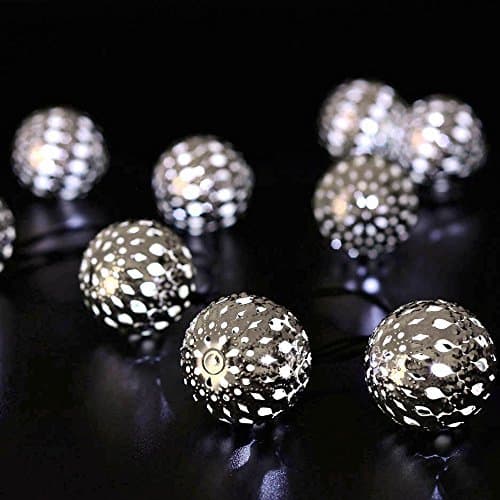 Solar LED Globe String Lights,21.4 Feet 30LEDS Gold Moroccan for Bedroom,Curtain,Patio,Lawn,Landscape,Fairy Garden,Home,Wedding,Holiday,Christmas Tree,Party(21.4 Feet Cool White)
