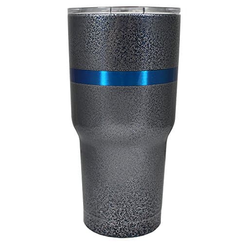 RTIC Thin Blue Line on Silver Black Vein 30 oz Stainless Steel Tumbler Cup