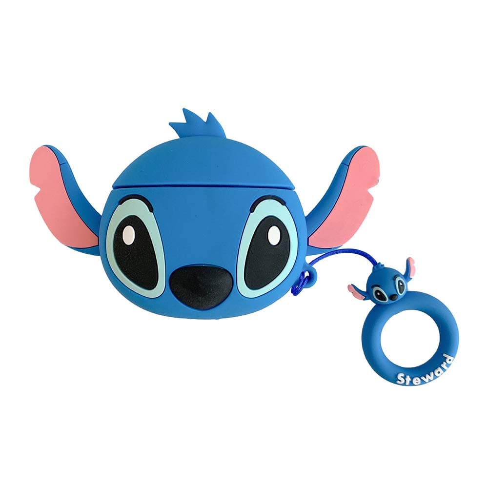 TXGOT Case Compatible with AirPods Pro Case 2019,Cute 3D Funny Cartoon Character Shock & Scratch-Resistant Silicone Airpod Pro Cover for AirPods Pro Charging Case (Ear Blue Stitch)