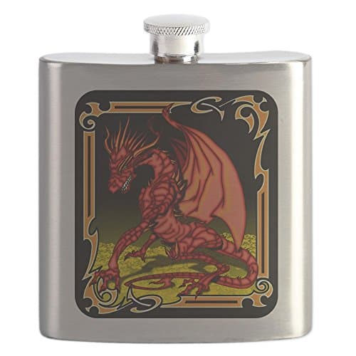 Hip Flask Red Dragon Gold Tapestry