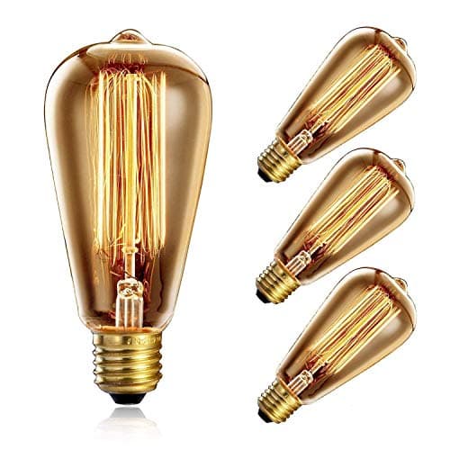 Heofean Vintage Light Bulb 60W, E27 Screw Edison Bulb ST64 Retro Light Bulb (Old Fashioned Style), Squirrel Cage Tungsten Filament Glass Antique Lamp | 2700K- 4 Pack