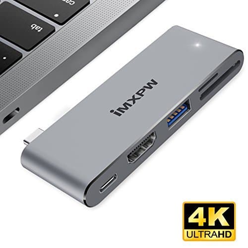 USB C HDMI Adapter, iMXPW HEXATERA USB Type C Hub with HDMI Output for New MacBook Pro, MacBook Hub with Pass-through Charging, HDMI 4K@30Hz, USB 3.0 Port, SD/Micro SD Card Reader 5 in 1
