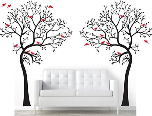 CUSTOMIZE: 2 Large 6ft Trees with 20 Birds Wall Decal Deco Art Sticker Mural - This Decal is Created By Digiflare Graphics, Original Product with Quality 100% Guaranteed!!!