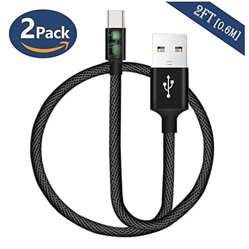 USB Type C Cable, USB C Cable (0.6M/2FT) USB 2.0 for Samsung Galaxy Note 8,S8,S8 Plus, LG G6 G5 V30 V20, Moto Z Z2,Google Pixel, Nintendo Switch, Macbook (Black)