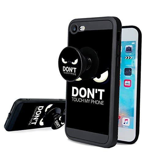 iPhone 7 Case,iPhone 8 Case,Fashion Funny Case with Rotating Pop up Kickstand and Shock Proof Soft TPU Silicone Grips Holder Black Case for Apple iPhone 7/8 Case ( 4.7 inch) Don't Touch My Phone