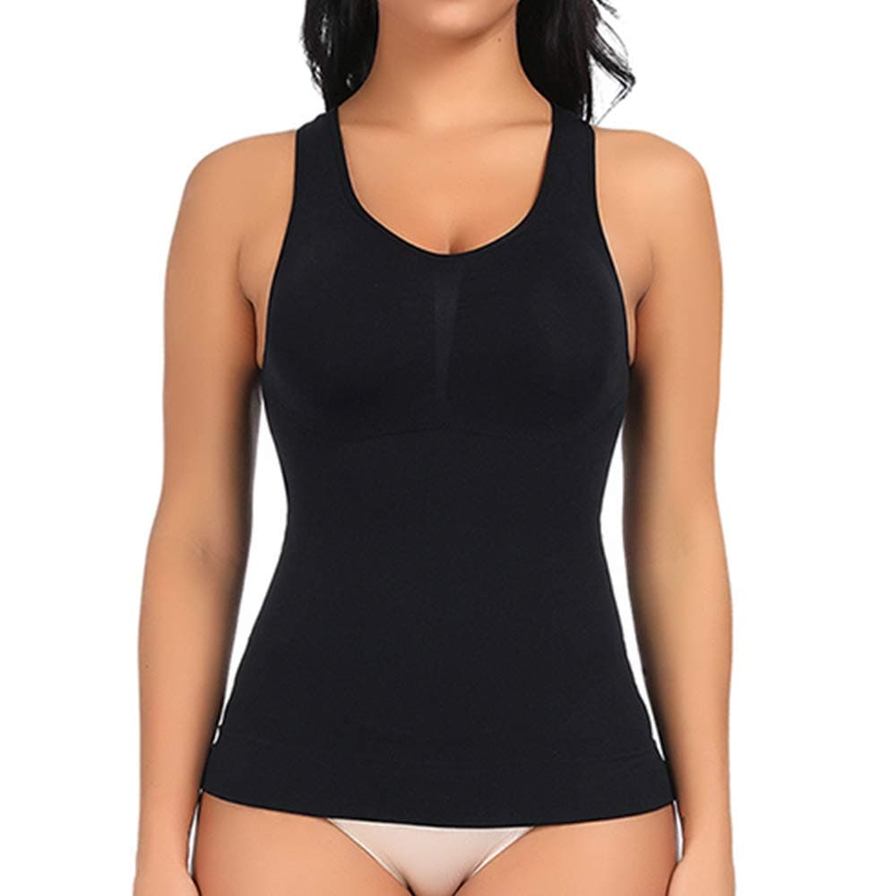 Womens Basic Camisole Tank Top Cami with Built in Shelf Bra Removable