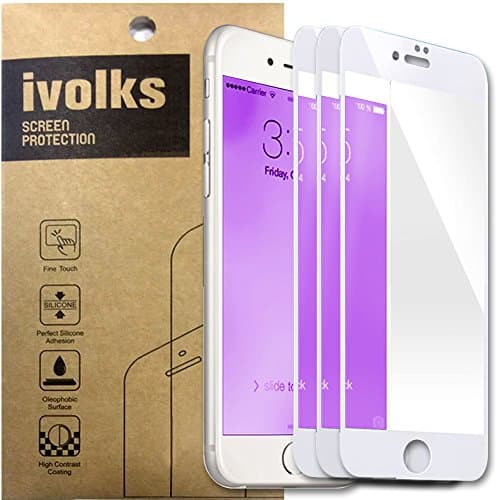 iPhone 7 Screen Protector, Carbon Fiber 4.7inch 3D Edge for iPhone 7,Anti-Scratch,Case Friendly, Retail Package[3-Packs,White]