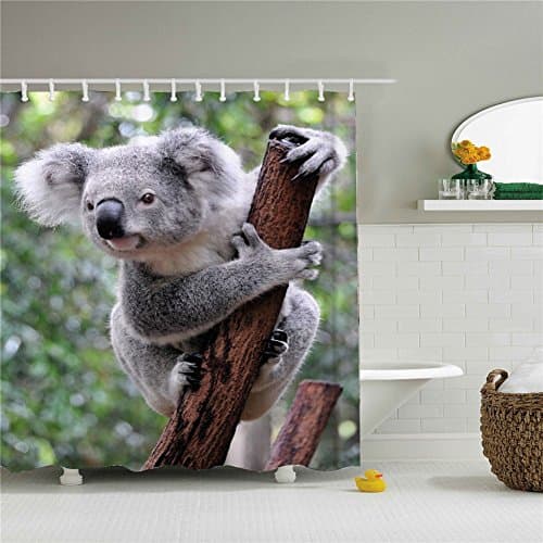 Creative Cute Koala Bear and Kangaroo Polar Bear Bath Accessories Sheer Ruffle Shower Curtain SIZE 60x72 Inch