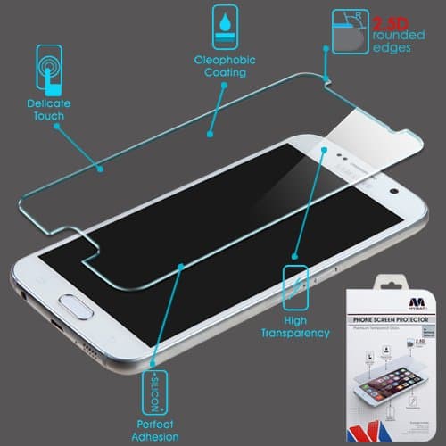 Premium Shockproof 9H Tempered Glass Screen Protector (2.5D) for Samsung G920 (Galaxy S6) &amp; Disinfecting Alcohol Pad V|3