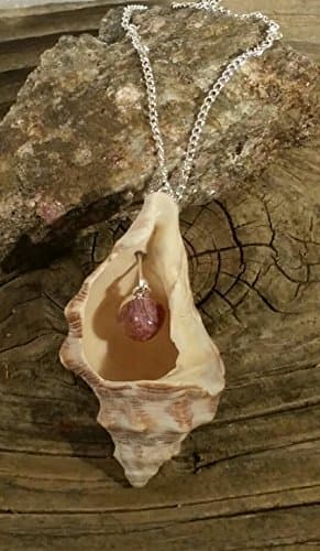 NATURAL RUBY 5 carat Suspended in Seashell Necklace