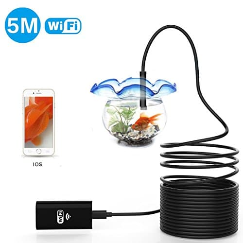5M Wireless Endoscope, WiFi Borescope Waterproof Inspection Camera 2.0 Megapixels HD 6 Led Lights Snake Camera for Ios, Android, Windows, Mac