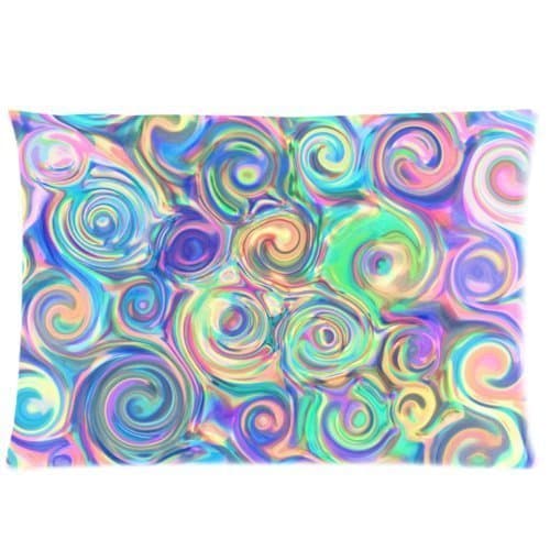 Rectangle Colorful Psychedelic Trippy Swirl Art Pattern Throw Pillow Case Zippered Pillow Cover Home Sofa Decorative 20"x 30" Inch(Twin Sides)