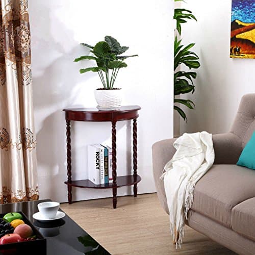 ZEXIKUN Simple Semicircle Console Table Solid Wood Hall Console Aisle Wall Table,Red-60 * 30 * 69cm