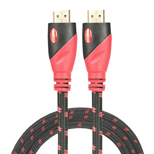 HDMI Cable 25 ft - High-Speed HDMI 2.0 (4K) Red &amp; Black Braided Cable 18 Gbps - Support Ethernet 4K 3D 2160p 1440p 1080p UHD and Full HD, For DVD, TV, Home Theater, Blu-ray Player (25 FT)