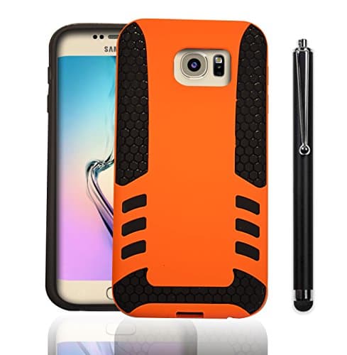 Galaxy S6 Edge Case Rocket Case [With Stylus Pen] Slim Hybrid Cover for Cell Phone Samsung Galaxy S6 Edge 2015 Edition - (Orange)