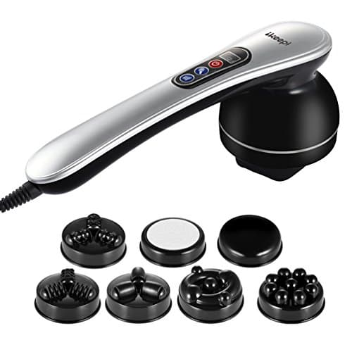 Ikeepi Percussion Massager Handheld Deep Tissue Massager with 5 Interchangeable Nodes &6 Speeds & 6 Modes Electric Neck Back Massage for Shoulder Foot Leg Body Muscle Pain Relief