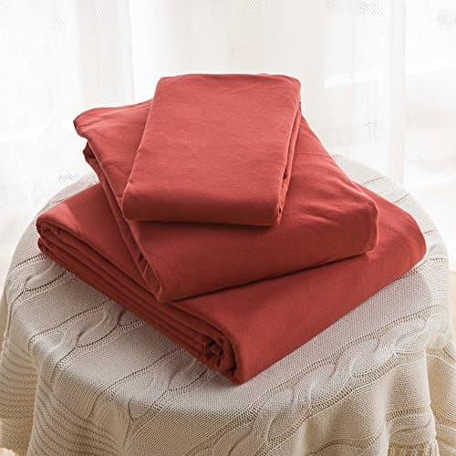 Deep Sleep Home 100% Knit Cotton 500 Thread Count Solid Duvet Cover Sets Quality Guarantee Soft Hand Feeling Comfortable Zipper Close Many Colors (Full, Fire Brick-HC)
