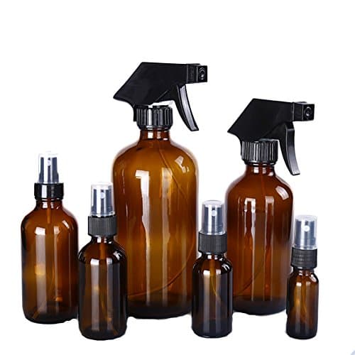 CRAZYON Empty Amber Glass Spray Bottles - Refillable Container for Essential Oils, or Aromatherapy Trigger Sprayer