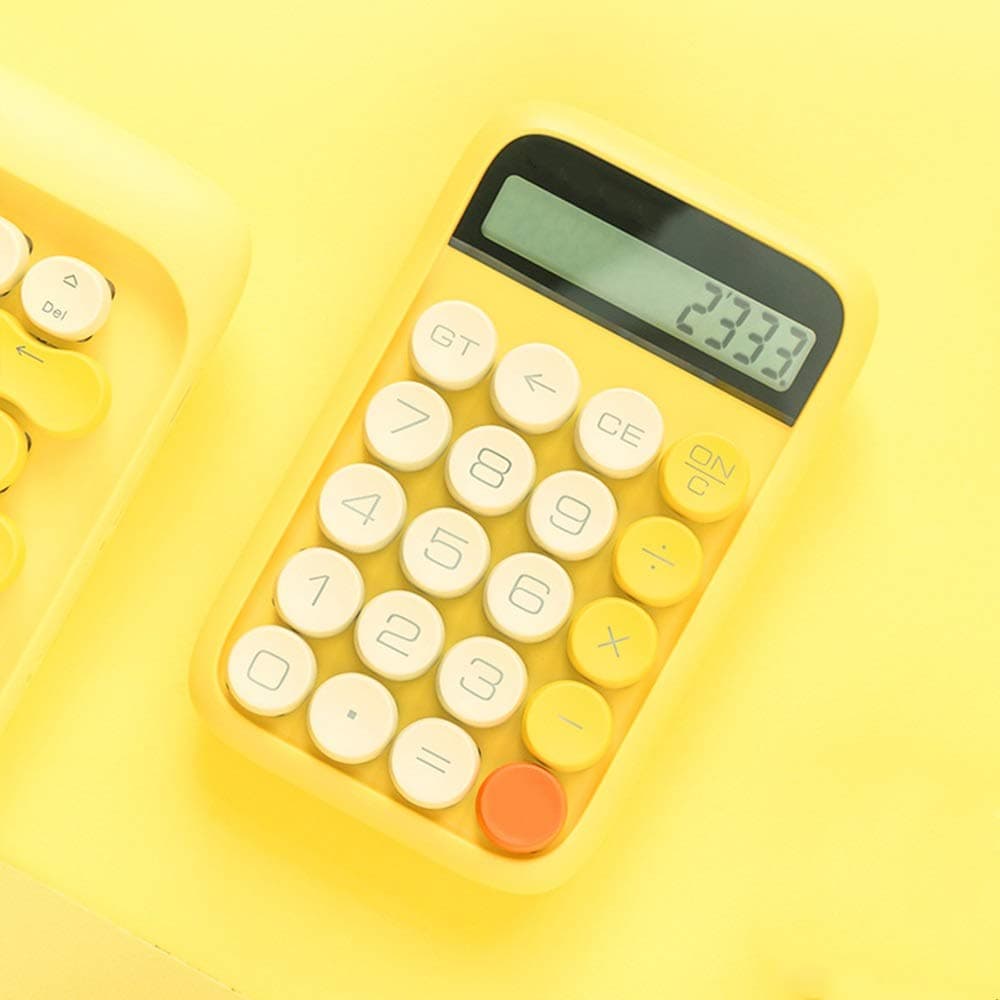 CHENSHJI Scientific Calculator Calculator Retro Dot Mechanical Disk Button Mini Cute Calculator Arithmetic (Color : Yellow, Size : 14.8x9.2cm)