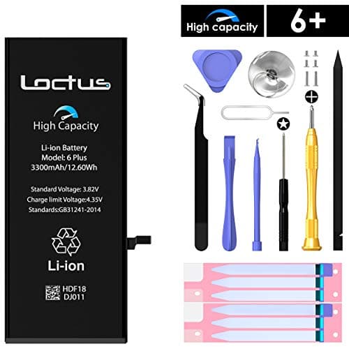 3300mAh High Capacity Battery for iPhone 6 Plus with Complete Replacement Tool Kit, Adhesive Tape and Instructions Included by Loctus 24 Months Warranty