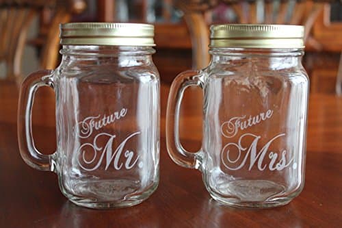 Engraved Future Mr. and Mrs. Mason Jar Mug Set