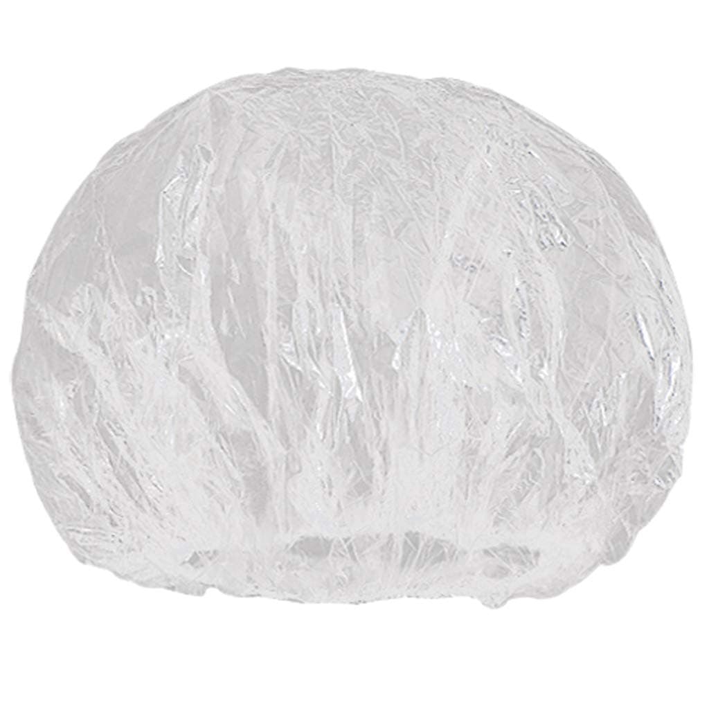 Stadux Disposable Shower Caps, Plastic Clear Elastic Bath Cap, Spa Shower Hat for Home Use, Hair Salon and Hotel,Pack of 100