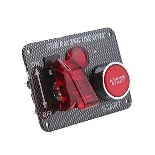 Ronben Carbon Fiber Race Car Ignition Accessory Engine Start Push Button Switch Panel (1 Switch)
