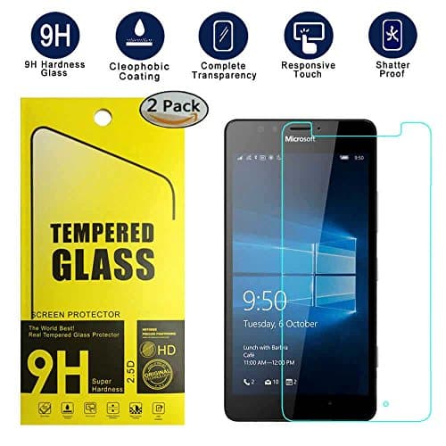 Microsoft Lumia 950 Screen Protector [2 Pack], KYAL Glass Screen Protector- [Tempered Glass] 9H Hardness, Bubble Free, Extra thin Screen Protector for Microsoft Lumia 950 (5.2 in.)