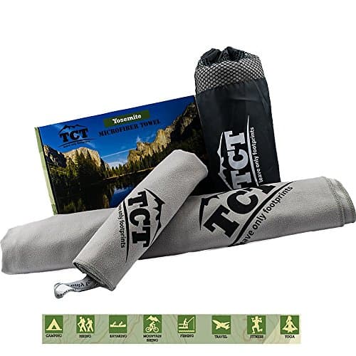 Camping Towel Set - Quick Drying Super Absorbent Lightweight Ultra Soft Microfiber. Easy to Pack, Best for Hiking Backpacking and Ultralight Use. Includes 1 Large and 1 Small Towel Plus Carry Bag