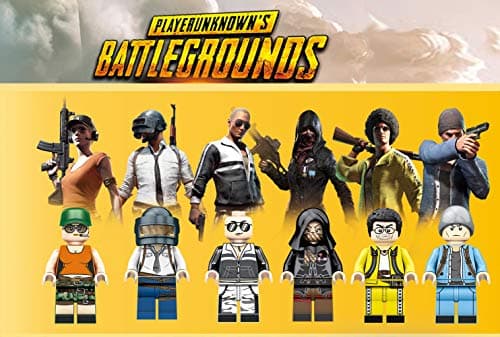Modbrix 6 Piece Pubg Mini Figures Playe Run known's Battlegr Incredible Shooter Characters Figures with weapons and Accesoirs 141 Pieces