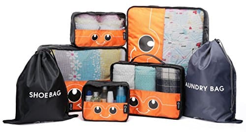 Packing Cube System 7 Piece Mesh Luggage Organizer Laundry Shoe Bag for Travel