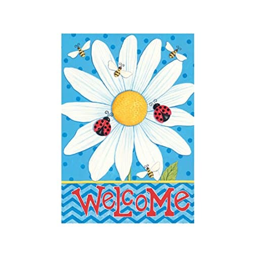 Custom Decor Flag Blue Daisy Welcome Garden flags decorative flags initial flags party flags 28 x 40 Inch Double Sided banner home flags Print house flags