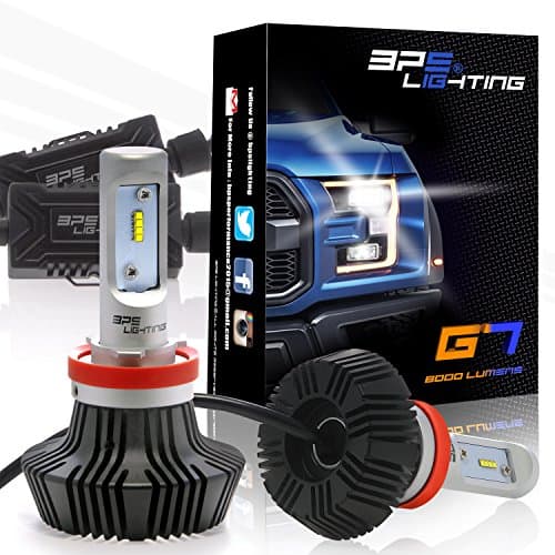 BPS Lighting G7 LED Headlight Bulbs Conversion Kit - H8 50W Philips Lumileds 8000 Lumen 6000K 6500K - Adjustable - Cool White - Super Bright - Low - High or Fog Lights - Plug and Play - 2 Yr Warranty