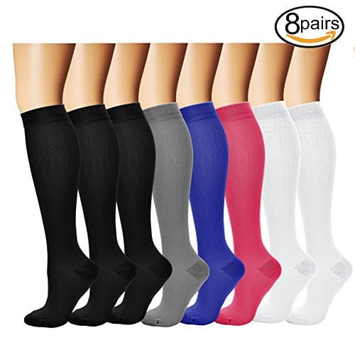 Compression Socks,(8 pairs) Compression Sock for Women &amp; Men - Best For Running, Athletic Sports, Crossfit, Flight Travel - Suits Nurses, Maternity Pregnancy, Shin Splints(Assort 1-S)