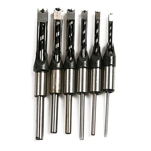 WOVELOT 6pcs Woodworking Square Hole Drill Bit Mortising Chisel Set Mortiser Drill Bit for DIY Woodworking Tools