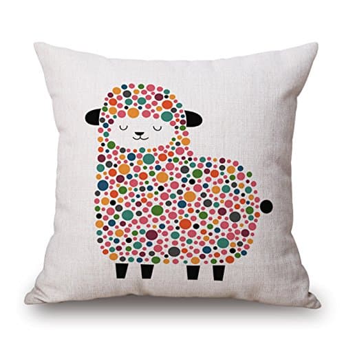 Sofa Bed Decor Pillow Case,Arroker Luxury Cute Cartoon Pattern Home Indoor Chair Car Decorative Square Throw Pillow Cushion Linen Covers,17.7''X17.7''(Without Pillow Inner) (Sheep)